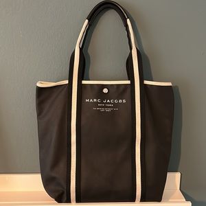MARC JACOBS Black Canvas Shopper Tote Bag